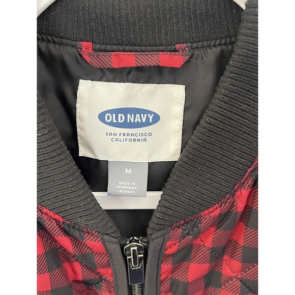 Old Navy Ribbed Collar Quilted Buffalo Plaid Zip Up Vest Womens Size Medium - Picture 3 of 11